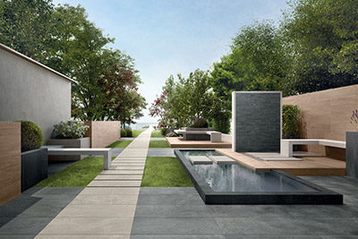 Feinsteinzeug Außenbereich